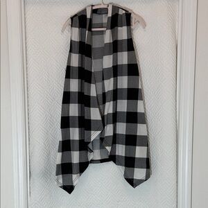 Black & White Buffalo Plaid Draped Vest